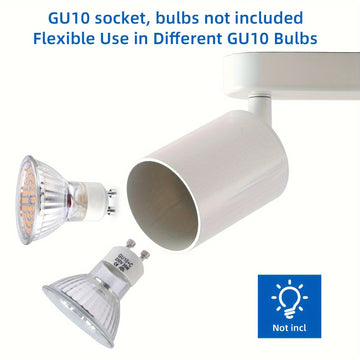 Luz de techo LED moderna, 4 bombillas, foco rotativo blanco GU10, acabado de hierro pulido, enfoque ajustable, montaje semi-inclinado, cableado duro, para cocina, dormitorio, sala de estar, oficina - Bombillas no incluidas, iluminación cercana al techo p