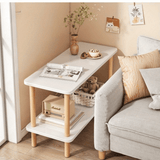 Mesita de Madera Blanca de 2 Niveles con Panel de Corcho en la Parte Superior - Diseño Ahorra-Espacio, Mesa de Noche Multifuncional para Sala de Estar, Dormitorio o Balcón, Estante de Almacenamiento Espacioso, Fácil Montaje