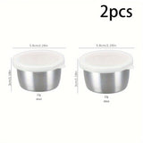 2/4/6 piezas - Tazón de acero inoxidable para salsas de 1.5 oz con tapa transparente, recipiente reutilizable para aderezos, ensaladas y salsas, ideal para asados, picnics, campamentos y almacenamiento en cocina, temática de festividades