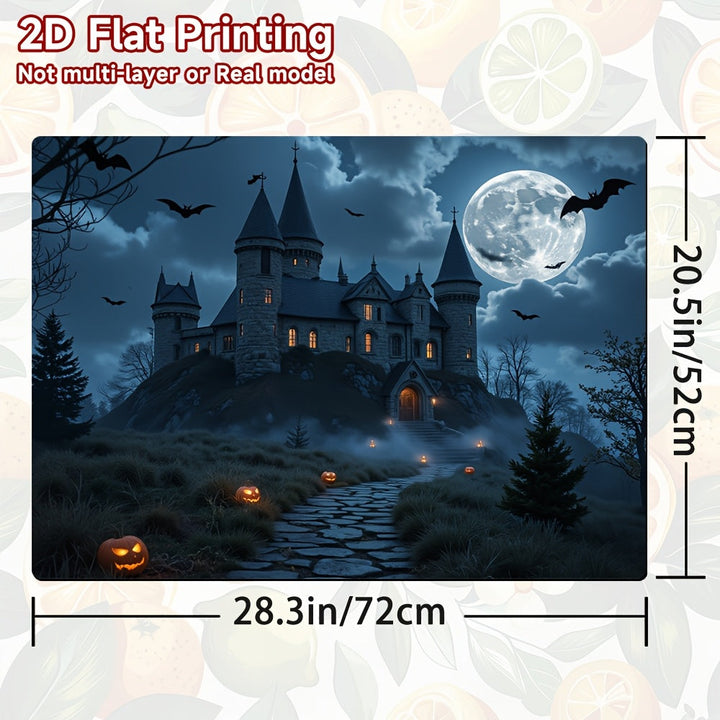 1pc Protector de Estufa para Halloween - Castillo Gótico en el Bosque, Murciélagos y Calabazas Iluminadas - Compatible con Cocinas de Gas/Inducción, Lavadoras y Secadoras - Resistente a Arañazos y Derrames - Decoración Fácil de Limpiar para Fiestas de Ha