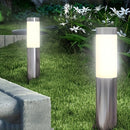 Juego de 2 luces de jardín LED alimentadas por energía solar - Hechas de acero inoxidable, adecuadas para iluminación de jardín y camino al aire libre, con un diseño de estaca de suelo.