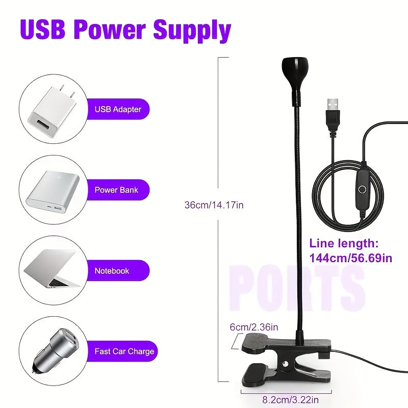 Lámpara de uñas LED mini con luz rotativa alimentada por USB para curar uñas de gel - Portátil, intensidad ajustable, ideal para cuidado de uñas en casa, no requiere batería, lámpara de uñas.