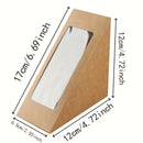 50 Cajas de papel marrón para sándwiches con ventana, pequeños recipientes triangulares para alimentos, sin BPA, aptos para contacto con alimentos, soportes desechables para cupcakes en forma de cuña.
