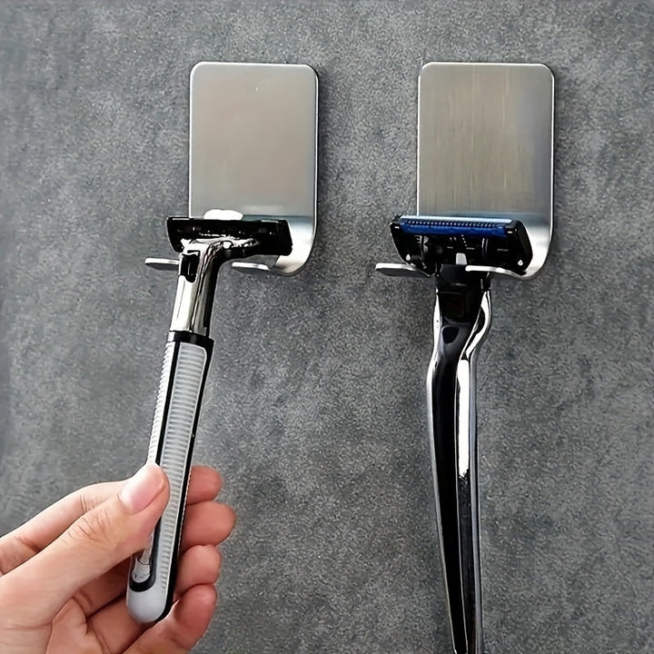 2 Piezas de Estante y Organizador para Navajas de Acero Inoxidable Sin Taladro - Organizador Multifuncional para Baño, Almacenamiento Espacioso con Diseño Moderno, Acabado Metálico Brillante, Material Resistente al Óxido, Ganchos Utilitarios