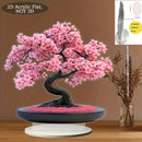 Árbol de Cerezo Acrílico 2D Plano - Tronco y Flores Rosas Vibrantes, Regalo para San Valentín, Decoración de Escritorio para Hogar/Oficina, Arte Floral Contemporáneo, Sin Montaje Necesario