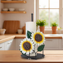 1pc Soporte de papel de cocina de girasol de hierro, encimera, soporte de rollo de papel de mariposa, soporte de rollo de papel, con rejilla de almacenamiento de papel de hierro, para decoración del hogar