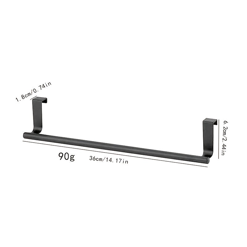 1 pza. Barral de acero inoxidable para toalla, toallero colgante para puerta de baño, accesorios para baño, colgador de paños sin perforaciones para la puerta del gabinete, barra para toalla individual en la parte posterior de la puerta del armario
