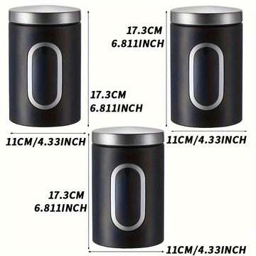 1pc Contenedor Hermético de Acero Inoxidable para Almacenamiento de Alimentos - Reutilizable, Tarro Metálico Redondo con Tapa Abatible para Granos de Café, Té, Azúcar y Más - Perfecto para la Organización de la Cocina
