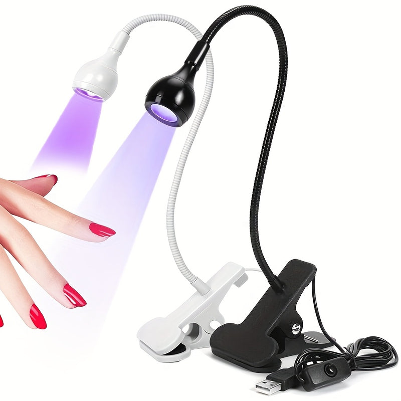 Lámpara LED para uñas - Mini lámpara LED para esmaltes en gel, giratoria con pinza fija, ideal para uso en casa y curado de uñas DIY, lámpara para manicura, accesorio para uñas con alimentación USB