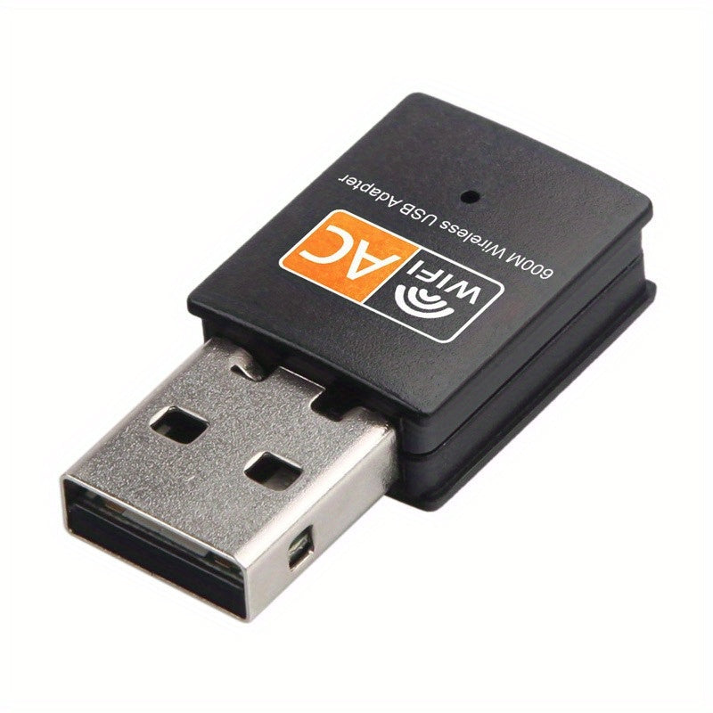 Adaptador WiFi USB, 600 Mbps, doble banda, adecuado para computadoras de escritorio (2,4 GHz/5 GHz), enchufa y juega, con instalación automática del controlador, para Windows 8/10/11.