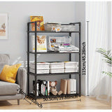 Estantería de Plástico Ajustable y Apilable de 4 Niveles para Almacenamiento Resistente - Estantes Abiertos Modernos para Cocina y Garaje, Estantes Duraderos para Utensilios, Herramientas, Libros, Diseño Ahorrador de Espacio con Soporte en el Suelo, Orga