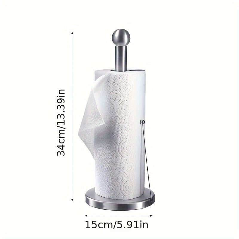 Soporte De Papel De Acero Inoxidable, Dispensador De Rollos De Cocina De Pie En La Encimera, Fácil De Rasgar, No Requiere Perforación, Diseño Moderno Para Uso Doméstico Y Comercial