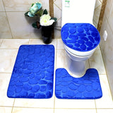 Juego de 1/3 tapetes para baño suaves y absorbentes, con alfombras antideslizantes, tapete contorneado en forma de U y cubierta para tapa de inodoro, superficie con relieve floral, respaldo antideslizante, absorbente de agua, lavable a máquina, ideal par