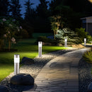 Luces solares LED para césped, luces decorativas de paisaje cilíndricas de acero inoxidable, ideales para patios, jardines, caminos, aceras y espacios exteriores con ambiente festivo