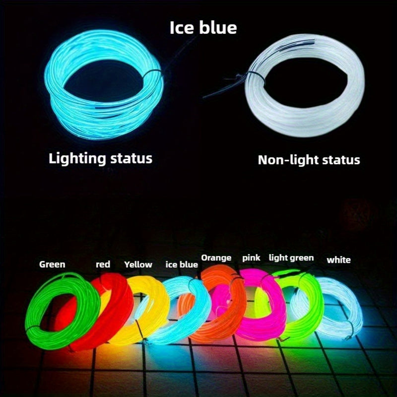 Conjunto de combinación de 6 piezas de alambre luminoso EL de 2 metros de largo, alambre de luz fría EL, cadena de luces decorativas DIY para ambiente, accesorios de baile fluorescentes, alambre fluorescente LED