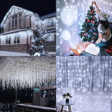 Luces de Hadas Solares en Forma de Copo de Nieve 4m/157.48in, Luces de Cadena con 8 Modos para Decoración de Aleras Exteriores, Árboles Navideños y Fiestas, Halloween y Navidad, Paquete de 1