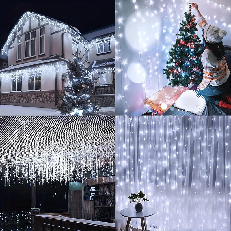 Luces de Hadas Solares en Forma de Copo de Nieve 4m/157.48in, Luces de Cadena con 8 Modos para Decoración de Aleras Exteriores, Árboles Navideños y Fiestas, Halloween y Navidad, Paquete de 1