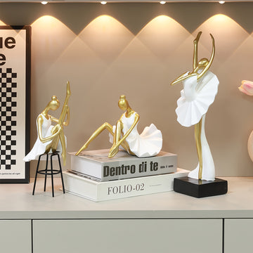 Escultura de Resina Elegante Bailarina de Ballet Dorada - Decoración Estilosa para Salón, Dormitorio o Estudio - ¡El Regalo Perfecto de San Valentín para Amigos y Enamorados!