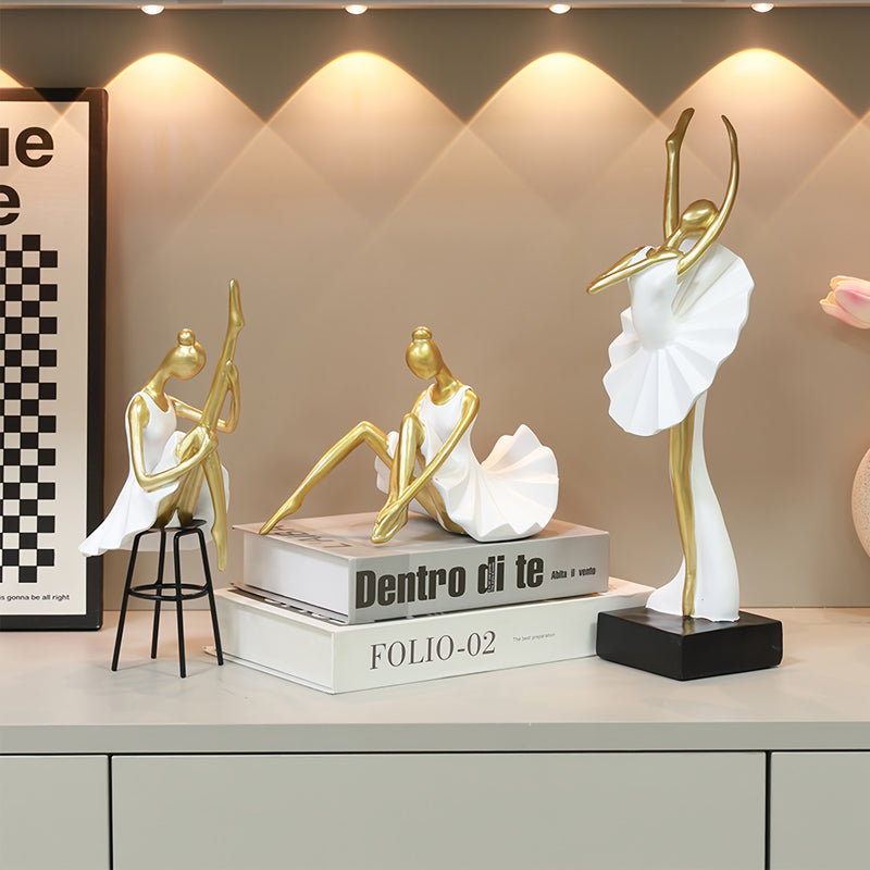 Escultura de Resina Elegante Bailarina de Ballet Dorada - Decoración Estilosa para Salón, Dormitorio o Estudio - ¡El Regalo Perfecto de San Valentín para Amigos y Enamorados!