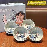 Juego de 4 tazones de cerámica con diseño de Stitch, 11.8 oz, platos redondos para cereal, sopa, postres, frutas y ensaladas - vajilla de cocina, ideales como regalo para amigos y familia