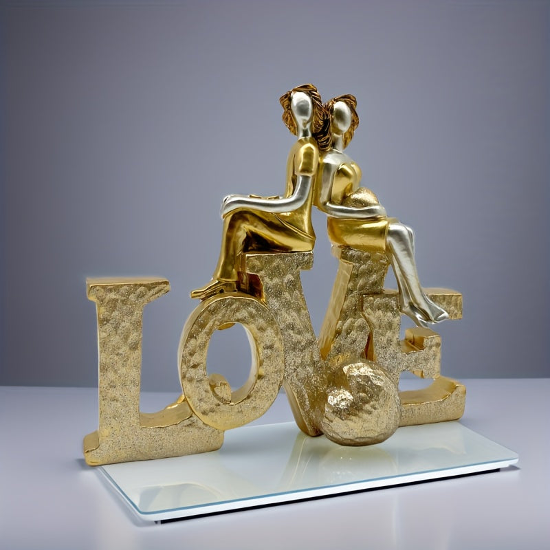 Figurita de resina de pareja con amor - Decoración romántica para el Día de San Valentín, aniversarios, bodas y más - Regalo perfecto para los seres queridos - Uso interior/exterior - No se necesita electricidad, decoraciones de amor