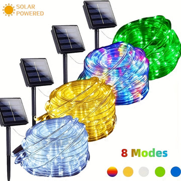 Tira de luces LED solares para exteriores, 8 modos, luces decorativas para jardín, fiestas, Navidad, árbol de Navidad, Halloween, bodas y decoración de patio