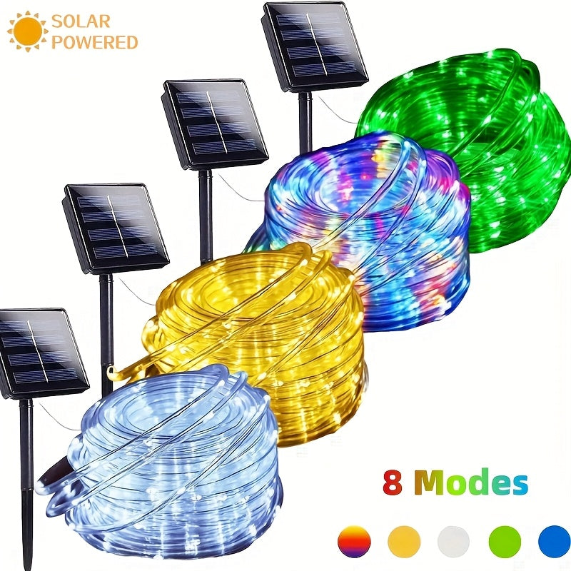 Tira de luces LED solares para exteriores, 8 modos, luces decorativas para jardín, fiestas, Navidad, árbol de Navidad, Halloween, bodas y decoración de patio
