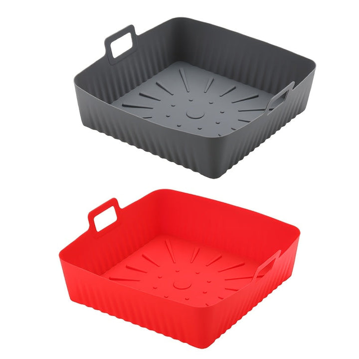 1/2 piezas de Forros Cuadrados de Silicona para Freidora de Aire - Olla Reutilizable para Freidora de Aire de 22.86 cm - Accesorios para Freidora de Aire - Insertos para Horno Microondas de 6 a 9 QT