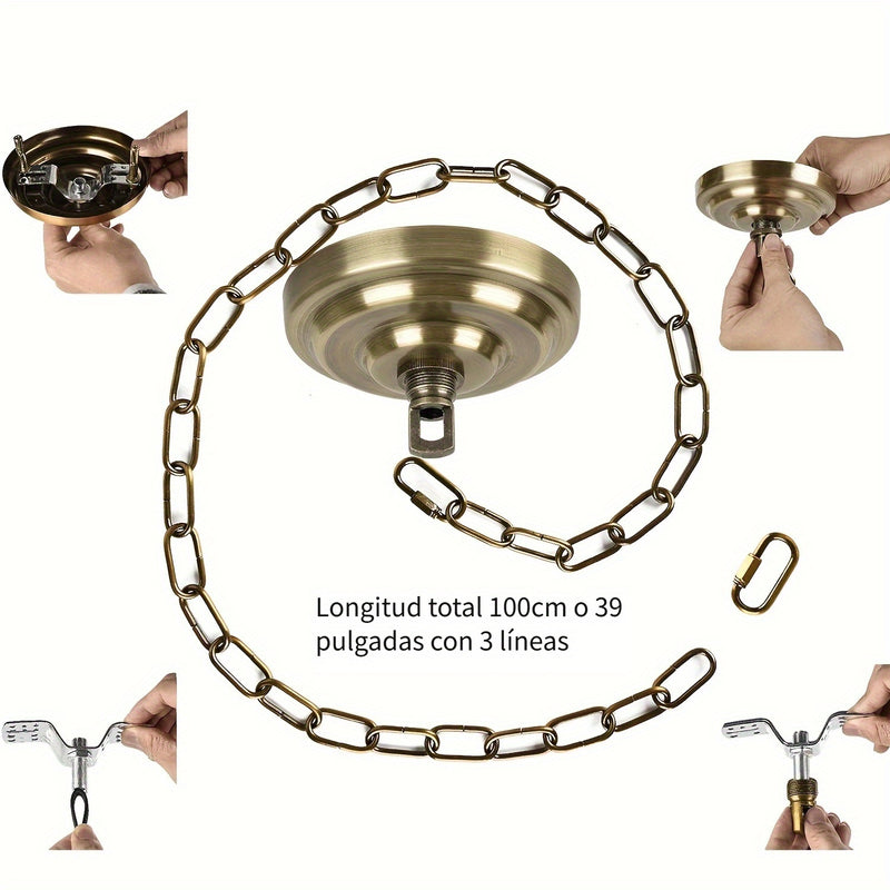 Kit de Tejado de Bronce Vintage de Alta Resistencia con Cadena de Luz Colgante de 97.54cm - Fácil Instalación, Alta Capacidad de Carga para Lámparas de Araña y Luces de Techo