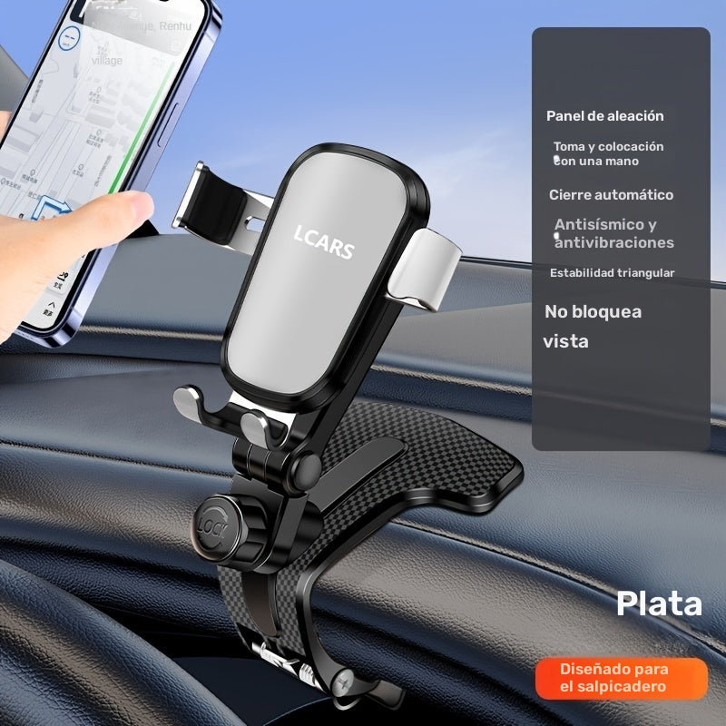[Soporte Teléfono Auto Ajustable 360] Soporte de Teléfono para Auto Ajustable 360 Grados - Soporte de Teléfono para Tablero de Auto con Clip de Silicona Antideslizante [Estabilidad Multiángulo] Apto para Todos los Smartphones