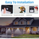 4 luces solares para pared exterior, con sensor de movimiento para jardín, escaleras y caminos, incluye hardware de instalación, montaje semiempotrado, control de interruptor, material plástico, energía solar con batería de litio, iluminación para camino
