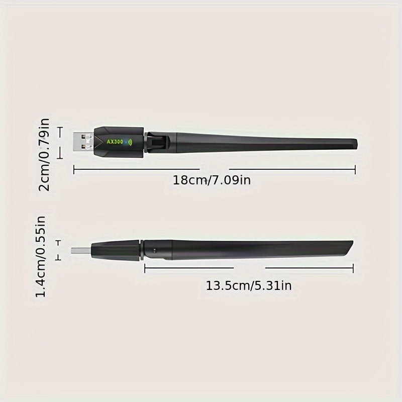 Adaptador inalámbrico WiFi 6 de 286 Mbps, USB, antena de alta ganancia de 2.4 GHz, compatible con 802.11ax, banda dual 5G/4G/3G, plug & play sin necesidad de drivers para Windows 7/10/11, SDIO 6.0, múltiples protocolos de encriptación, gran penetración y