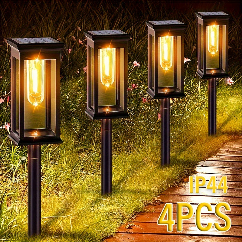 4pcs Luces Solares para Exteriores, IP44 Luminosas y Duraderas para Caminos de Paisaje Solar, Luces Solares para Jardín en Patio