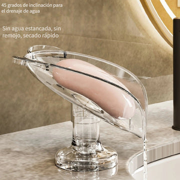 1pc Jabonera Inspirada en Dibujos Animados con Ventosas Fuertes - No Requiere Taladro, Diseño de Auto-Drenaje, en Forma de V, Transparente y Gris, Ideal para Baño, Barco, RV, Soporte para Jabonera