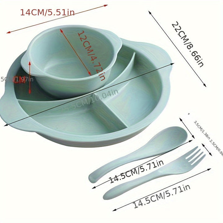 Juego de Cena para el Hogar de 4 Piezas, Estilo Europeo, Conjunto de Vajilla con Plato, Tazón, Cuchara y Tenedor