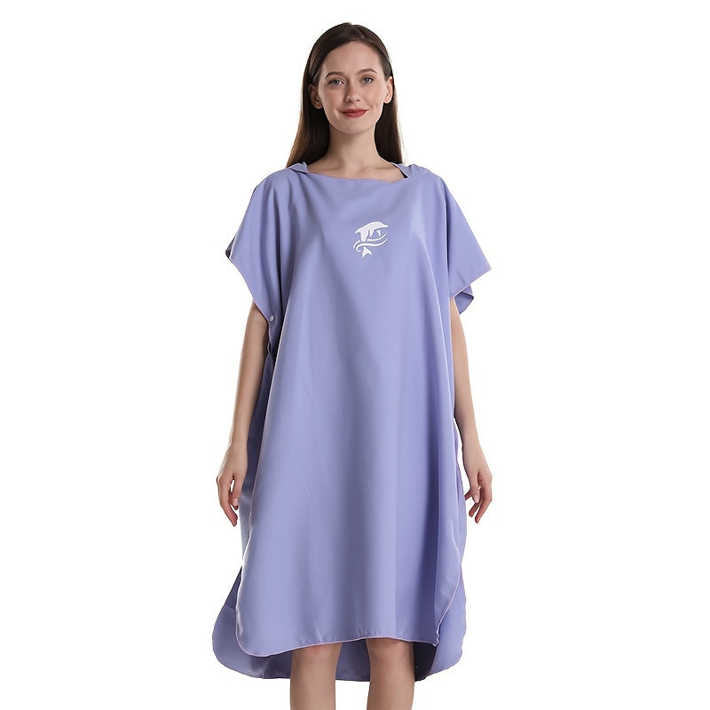 Esenciales de Playa | Poncho de Surf de Microfibra Mutao - Secado Rápido, Súper Absorbente, Toalla Suave con Diseño de Tiburón para Playa, Natación, Buceo - Lavable a Máquina, Rectangular, Morado, Accesorios de Playa