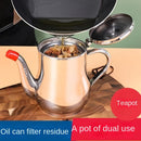 Tetera de acero inoxidable con filtro removible, botella multifuncional para aceite, forma ovalada, libre de BPA, lavable a máquina, 1 unidad