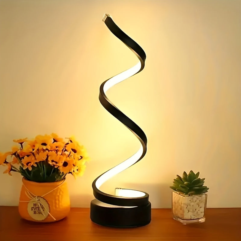 Lámpara de mesa creativa estilo retro - Brazo espiral ajustable, luz cálida suave, diseño multifuncional que ahorra espacio para dormitorio, estudio, sala de estar, regalo ideal para amigos y familiares.