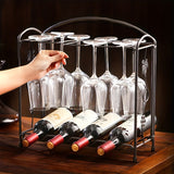 Soporte de Vino Independiente para Suelo, Estante Rústico con Almacenamiento y Repisa para Botellas, Soporte para 4 Botellas en Cocina, Comedor u Oficina, Color Marrón Rústico