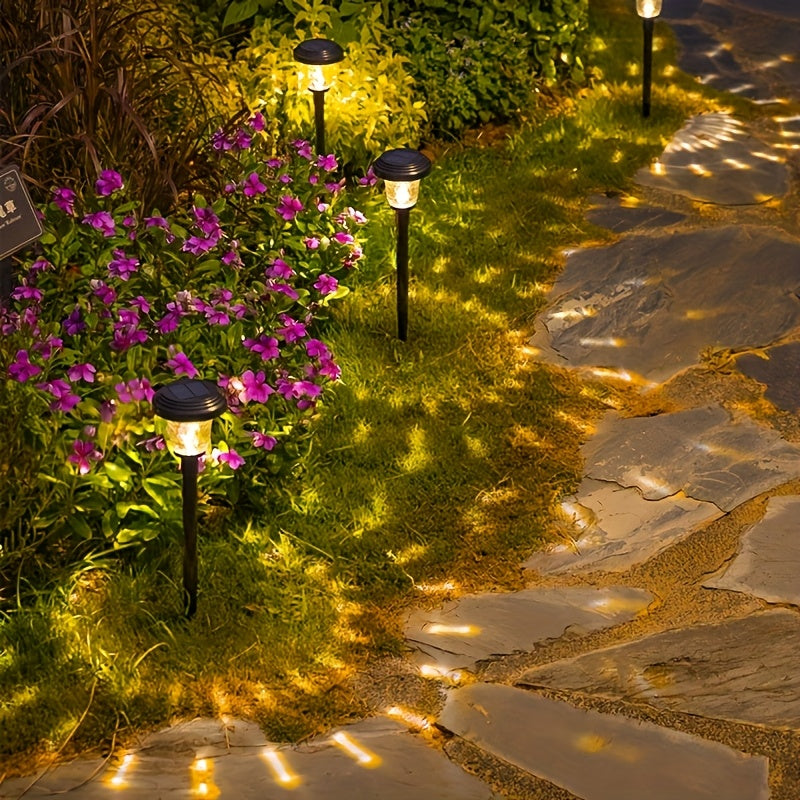 Conjunto de 10 Luces Solares Exteriores en Forma de Gota de Agua con LED - Iluminación para Caminos Impermeable IP44 para Jardines, Vistas y Áreas Paisajísticas - Decoración Ecológica del Paisaje con Brillo Amarillo Cálido, Iluminación para Senderos de J