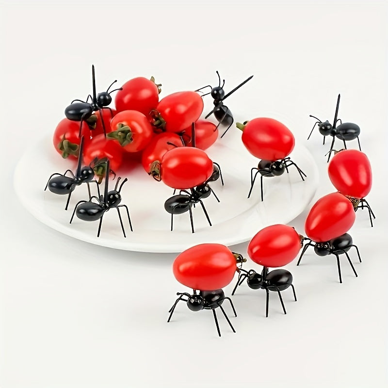 12pcs Tenedores Reutilizables en Forma de Hormiga para Frutas y Postres - Perfectos para Aperitivos, Snacks, Pasteles y Decoraciones de Fiesta