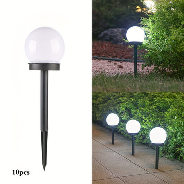 10 luces solares LED para jardín, acabado negro mate, lámparas de exterior eficientes con batería de níquel de 40 mAh, no desmontables, montaje semiempotrado para jardín, villa, patio - sin control remoto, iluminación exterior | iluminación de paisaje el