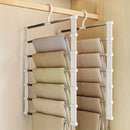 1 ud. Perchero de pantalones multicapa, perchero de acero inoxidable plegable para pantalones, organizador de armario que ahorra espacio para jeans, leggings y palazzo - Material duradero, no necesita electricidad