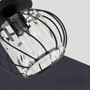 1 pieza de luz de techo semi-inclinada moderna, diseño de jaula de metal con paneles de vidrio, base de bombilla E26, cableado duro, acabado con aceite para sala de estar, pasillo, baño, cocina - bombilla no incluida, iluminación para techo