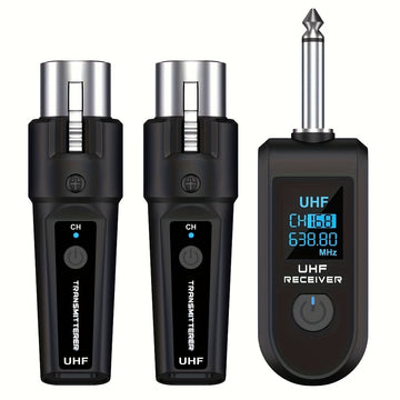 Transmisor y receptor sin varillas con adaptador UHF XLR, carga USB-C, compatible para micrófonos dinámicos y de condensador en producción musical, mezcladora de guitarra y sistemas PA
