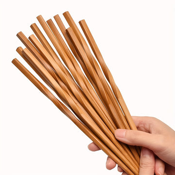 1/5 Pares De Palillos De Bambú Natural, Juego De 24cm/9.4in De Estilo Chino, Palillos Puntiagudos Carbonizados Para El Hogar, Cubiertos, Suministros De Cocina