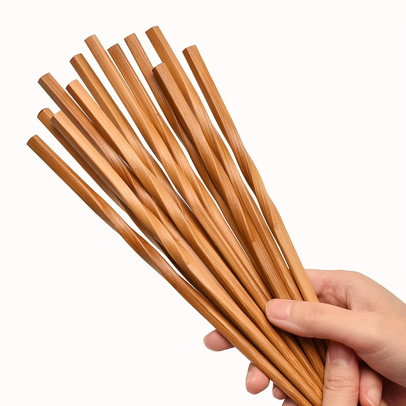 1/5 Pares De Palillos De Bambú Natural, Juego De 24cm/9.4in De Estilo Chino, Palillos Puntiagudos Carbonizados Para El Hogar, Cubiertos, Suministros De Cocina