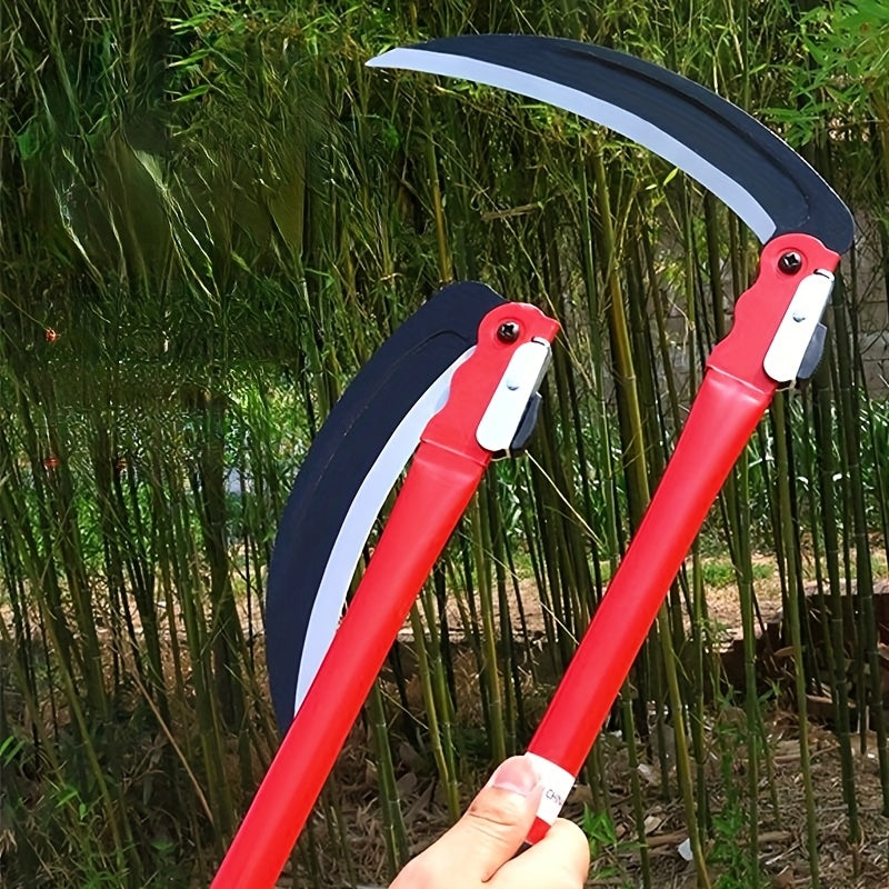 1 pieza de segadora plegable de acero al carbono duradera - Herramienta de poda portátil para jardín con mango de agarre cómodo y hebilla de seguridad, no necesita batería para césped, cuidado de hierba - Esencial para el mantenimiento del jardín, herram