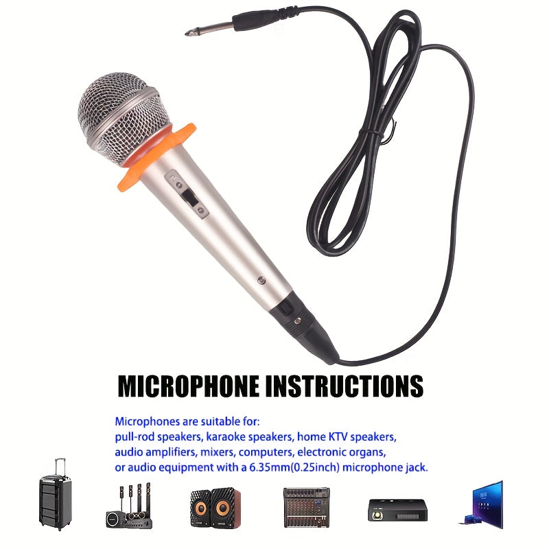Varios tipos de micrófonos para cantar, amplificar el sonido y actuaciones, adecuados para diferentes ocasiones y entornos.