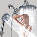 Cabezal de Ducha de Lluvia de Alta Presión con Brazo de Extensión de 10" - Montado en la Pared, Soporte Ajustable a Prueba de Fugas & Combo de Rociador Manual, Acabado Pulido